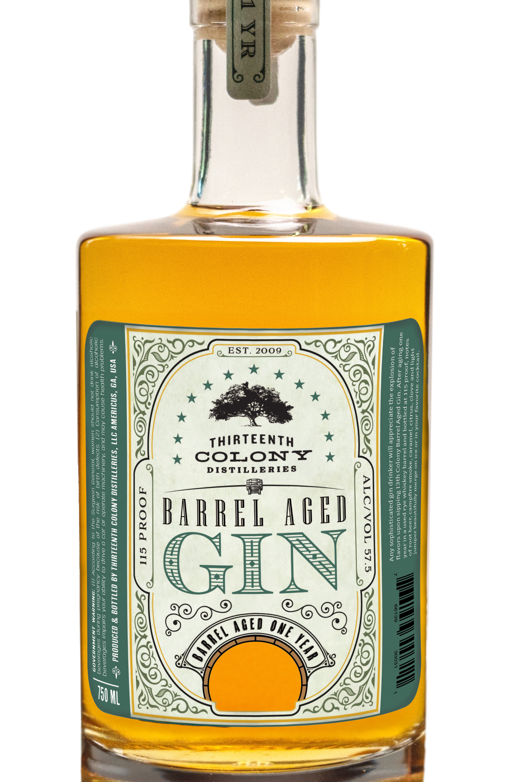 13th Colony Barrel Aged Gin (115 Proof)