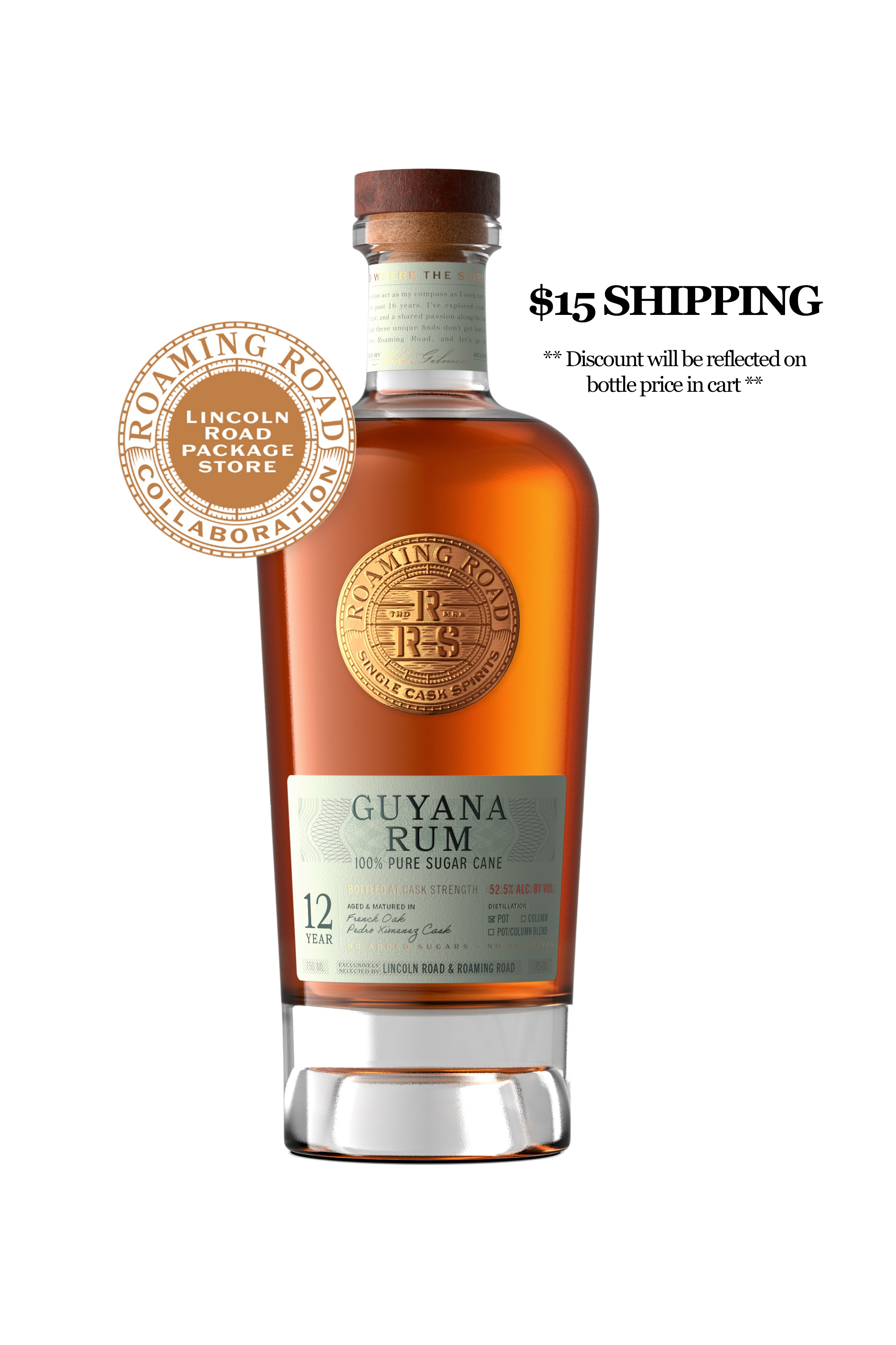 Lincoln Road & Roaming Road Collaboration - 12 Year Guyana Rum PX Sherry Cask (106.2 proof)