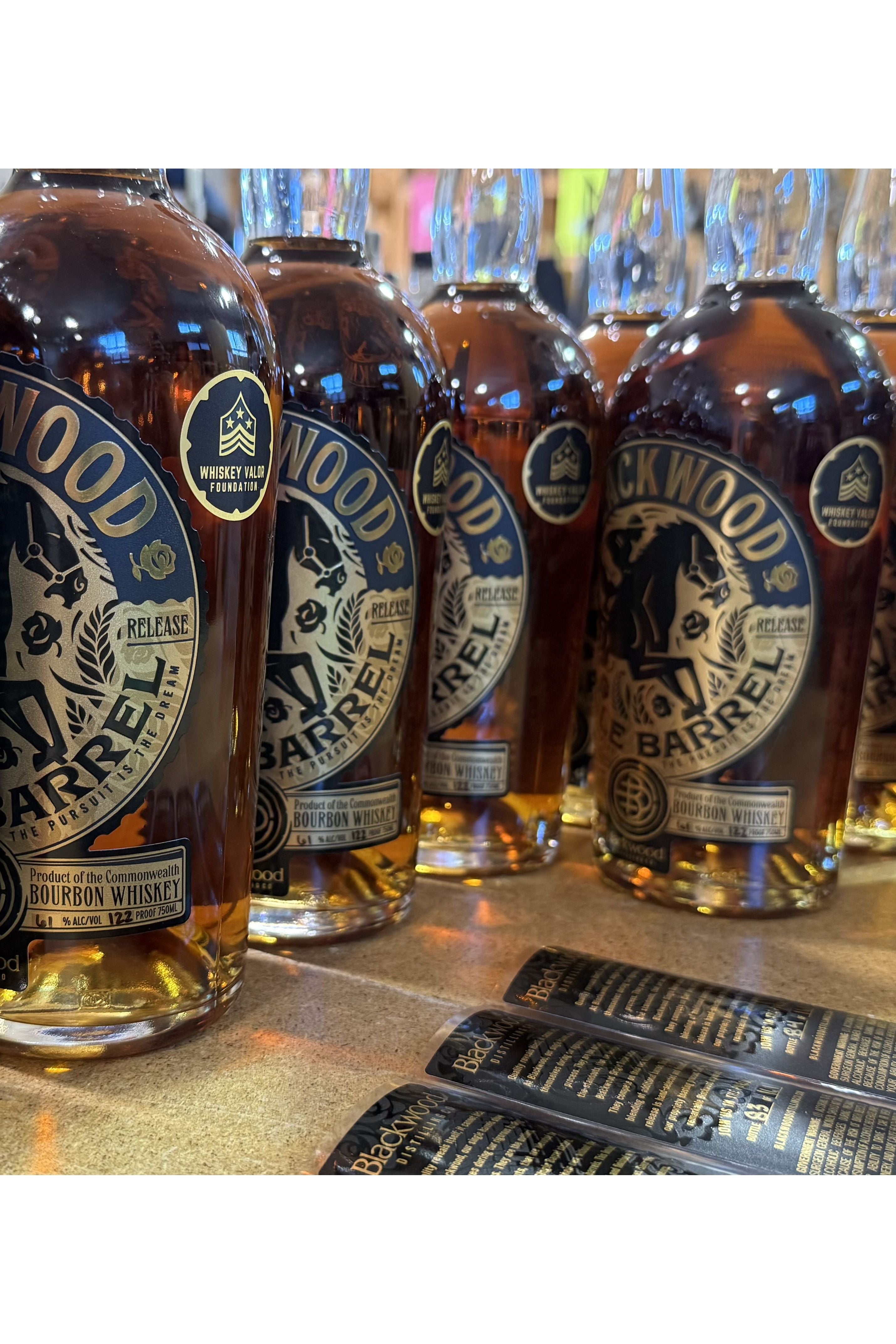 Blackwood Single Barrel Bourbon - Whiskey Valor (8yr, 122 Proof) w/ Limited Edition Challenge Coin