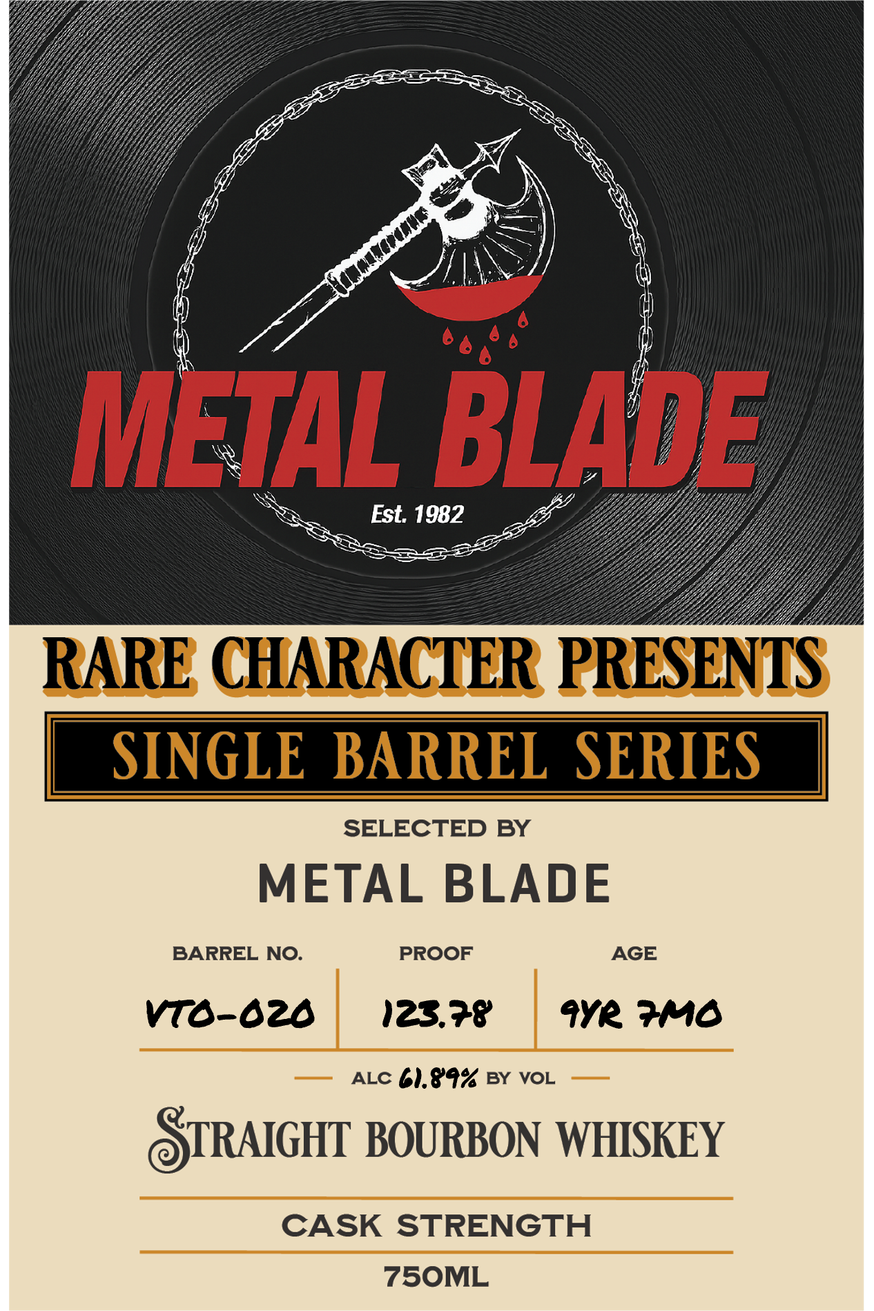 Rare Character VTO Bourbon - Metal Blade (9 Year, 7 month - 123.78 proof)